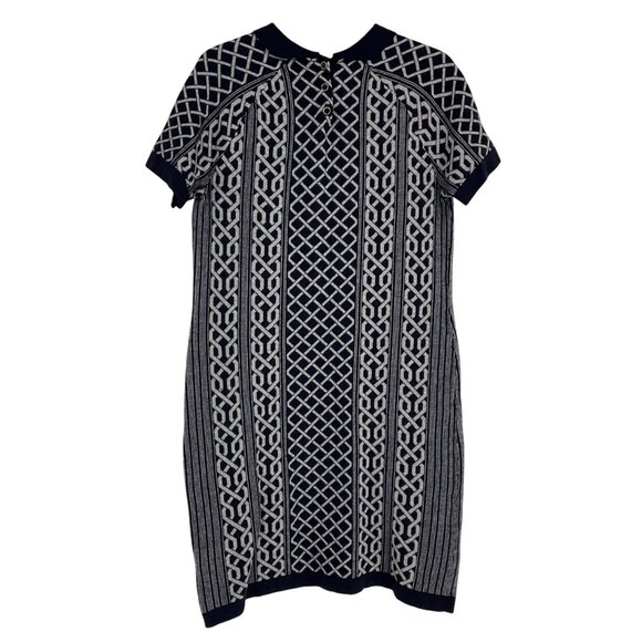 Tommy Hilfiger Navy & White Knit chain Sweater Dress Collar Size M wool - Picture 2 of 9
